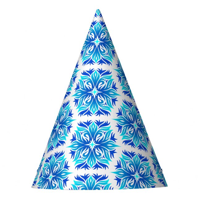Blaue Blumen, Muster der Blume, Blumenmuster Partyhütchen (Vorderseite)