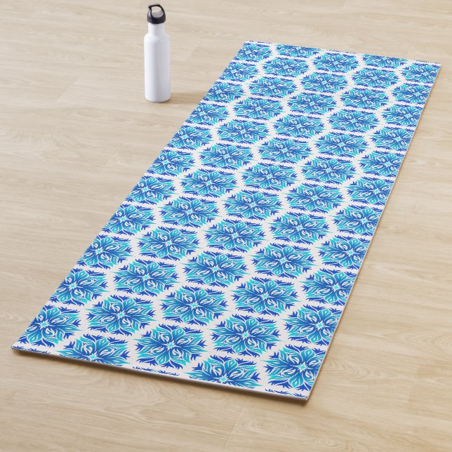Blaue Blumen, Muster der Blume, Blumenmuster Yogamatte (Beispiel)