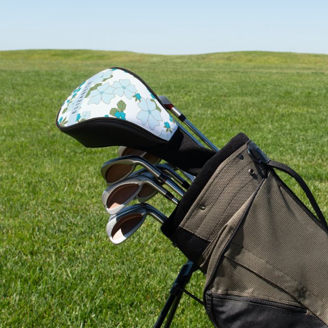 Blaue Blumen, Muster von Blume, Ihr Name Golf Headcover (In SItu)
