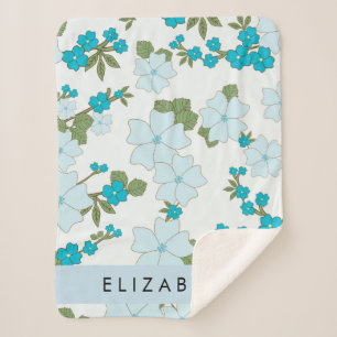 Blaue Blumen, Muster von Blume, Ihr Name Sherpadecke