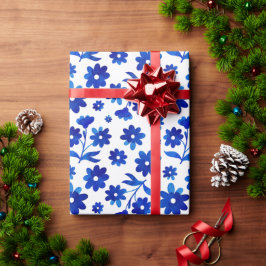 Blaue Blumen Nahtloses Musterpapier Geschenkpapier