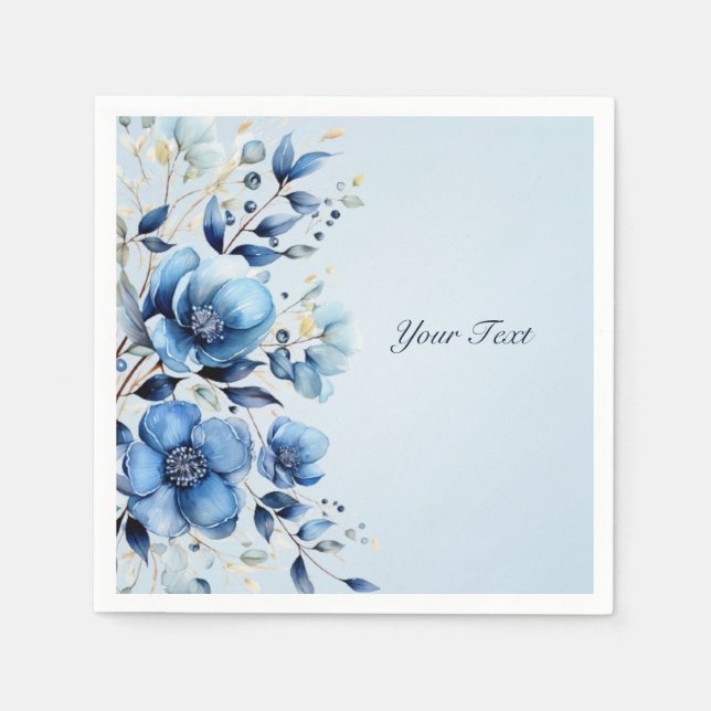 Blaue Blumen Napkins Serviette (Vorderseite)