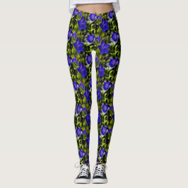 Blaue Blumen Naturkunst Muster Leggings