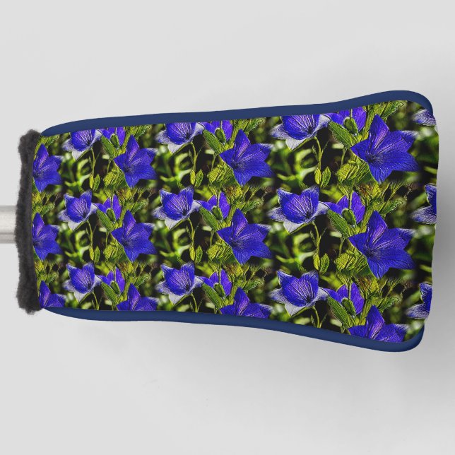 Blaue Blumen Naturmuster Golf Headcover (Vorderseite)