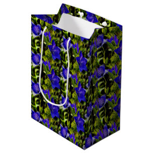 Blaue Blumen Naturmuster Mittlere Geschenktüte