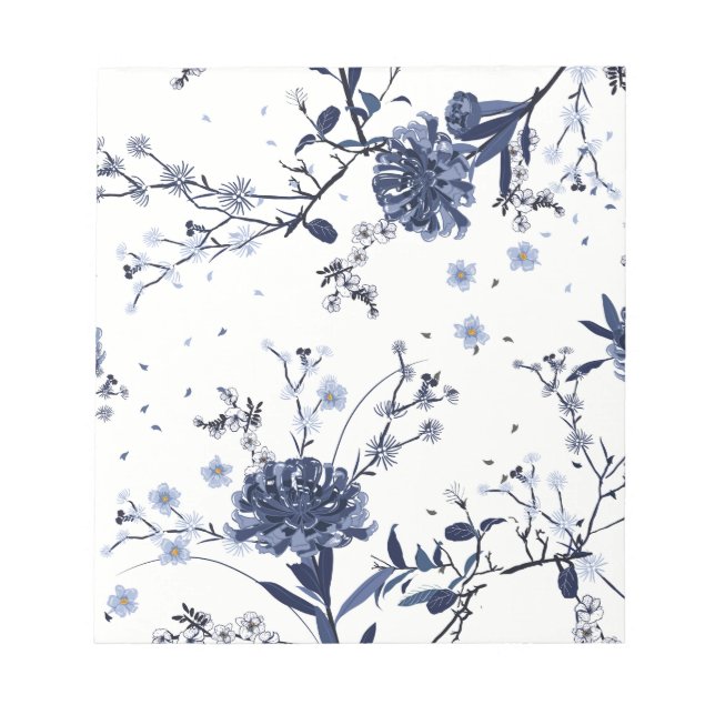 Blaue Blumen Notizblock (Vorderseite)