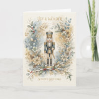 Blaue Blumen-Nussknacker-Weihnachtskarte