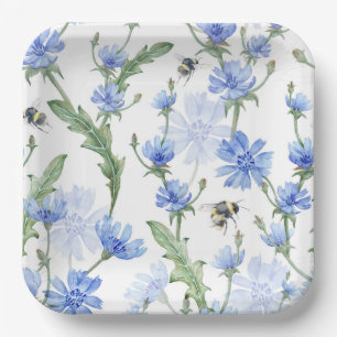 Blaue Blumen Pappteller