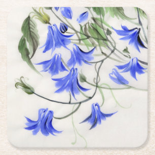 Blaue Blumen Rechteckiger Pappuntersetzer