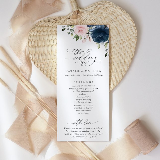 Blaue Blumen, rosa Blumen, Hochzeitsprogramm Programm (Von Creator hochgeladen)