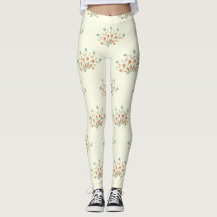 Blaue Blumen, rote Blume, Muster von Blume Leggings