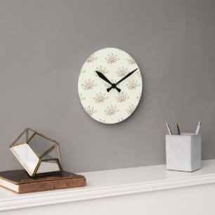 Blaue Blumen, rote Blume, Muster von Blume Runde Wanduhr