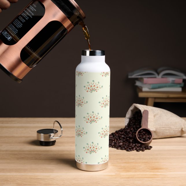 Blaue Blumen, rote Blume, Muster von Blume Trinkflasche (Kaffee)