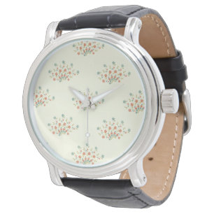 Blaue Blumen, rote Blumen, Blumenmuster Armbanduhr
