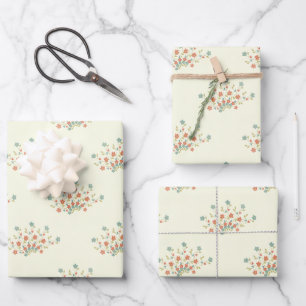 Blaue Blumen, rote Blumen, Blumenmuster Geschenkpapier Set
