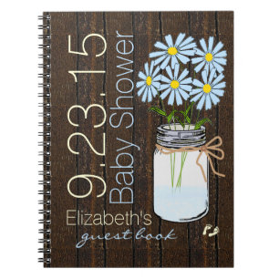Blaue Blumen-rustikales Land-Gast-Buch Notizblock