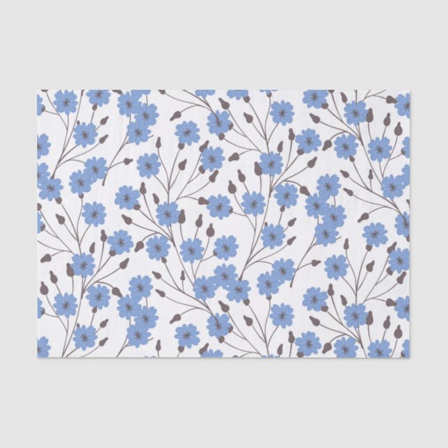 Blaue Blumen Seidenpapier (Vorderseite)