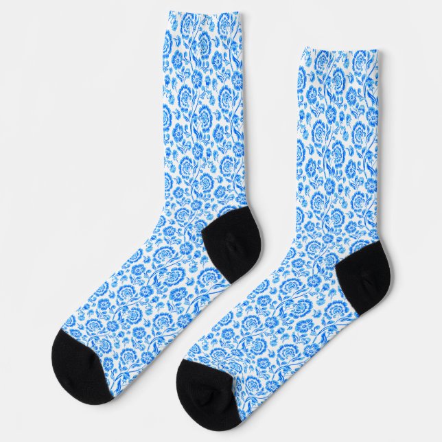 Blaue Blumen  Socken (Linkes Detail)