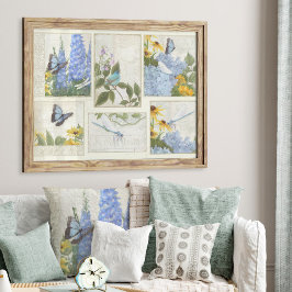 Blaue Blumen Sonnenblumen Drachenfliege Kunsthandw Seidenpapier