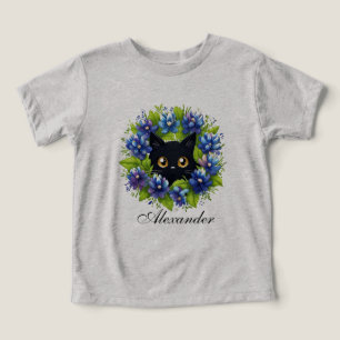 Blaue Blumen Süße Katze Florales Baby-Boy-Body