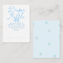 Blaue Blumen Süße Windel Raffle Baby Shower Ticket