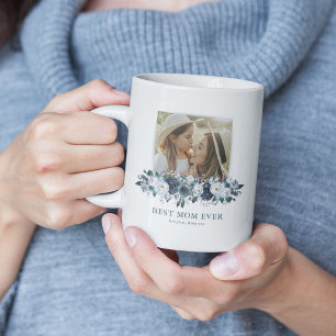 Blaue Blumen-Tasse 'Beste Mutter aller Zeiten' mit Kaffeetasse