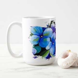 Blaue Blumen-Tasse 'Liebe ist die Antwort' Kaffeetasse