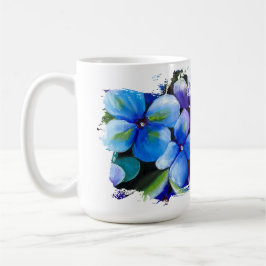 Blaue Blumen-Tasse 'Liebe ist die Antwort' Kaffeetasse