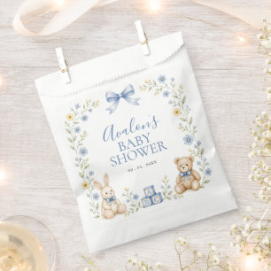 Blaue Blumen-Teddybär-Hasen-Kinderzimmer-Baby-Part Geschenktütchen