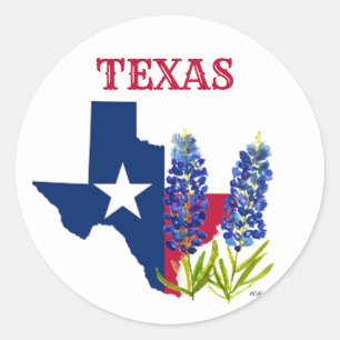Blaue Blumen Texas Texaner Staatswappen Runder Aufkleber