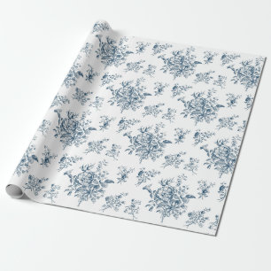 Blaue Blumen-Toile-Vintage-Bouquet Elegant Geschenkpapier
