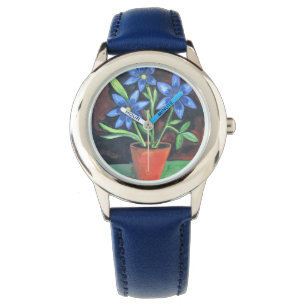 Blaue Blumen Uhr