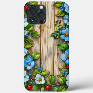 Blaue Blumen und Ladybugs Case-Mate iPhone Hülle