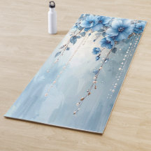 Blaue Blumen und Perlen Yoga Mat