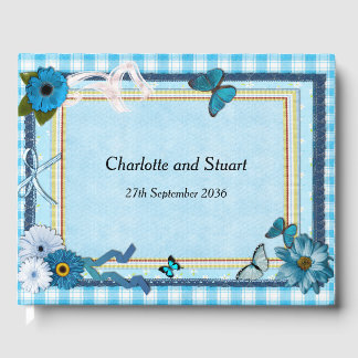 Blaue Blumen und Schmetterlinge Gästebuch