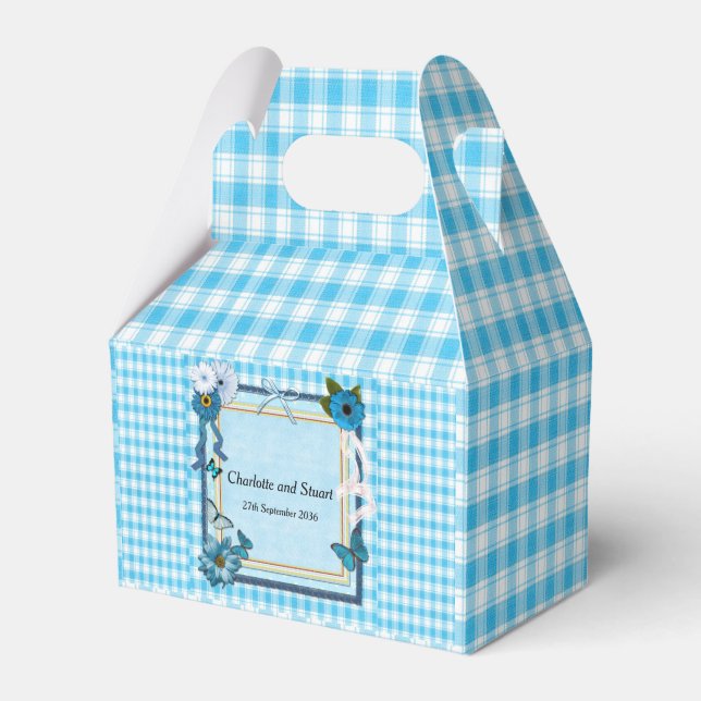 Blaue Blumen und Schmetterlinge Geschenkschachtel (Vorderseite)