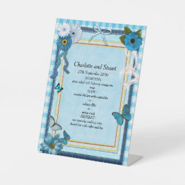 Blaue Blumen und Schmetterlinge Sockelschild