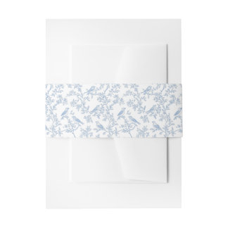 Blaue Blumen und Vögel Toile Einladungsbanderole