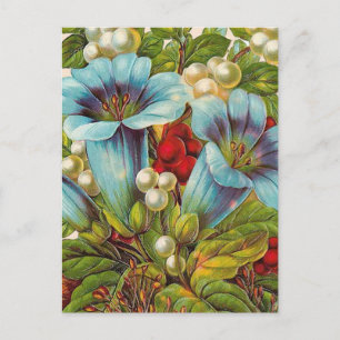 "Blaue Blumen" Vintage-Blumen Postkarte