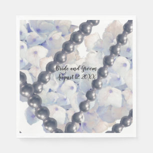 Blaue Blumen Vintage Perlen Hochzeit Papier Servie Serviette