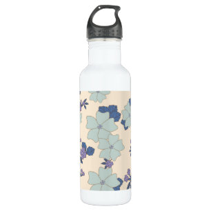 Blaue Blumen, violette Blumen, Blumenmuster Edelstahlflasche