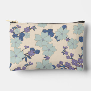 Blaue Blumen, violette Blumen, Blumenmuster Zubehörtasche