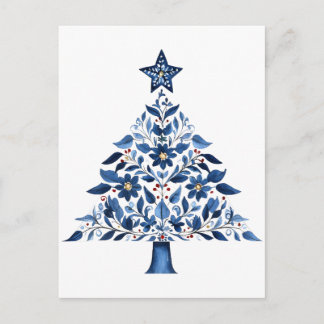 Blaue Blumen-Volksweihnachtsbaum Postkarte
