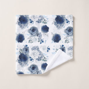 Blaue Blumen von Navy und Dusty Elegante Blumen Waschlappen