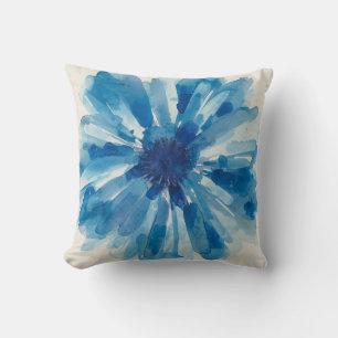Blaue Blumen-Wasserfarben-Blütenblätter Floral Gem Kissen