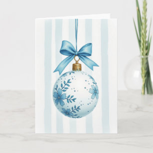 Blaue Blumen-Weihnachtsbaumkugelkarten Karte