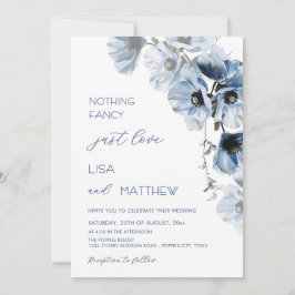 Blaue Blumen Weiß Einladung