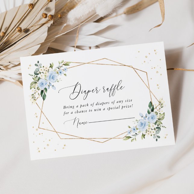 Blaue Blumen, weiße Blume, Boho, Windeln Begleitkarte (Von Creator hochgeladen)