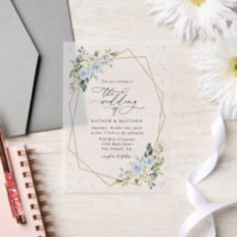 Blaue Blumen, weiße Blume, Grünpflanzen, Hochzeit