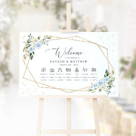 Blaue Blumen, weiße Blume, Hochzeitstunde Poster